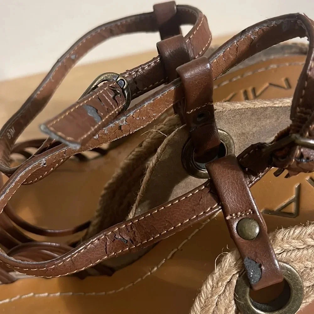 MIA Women's Tan Brown Wedge Platform Sandals Shoes Size 8.5 Medium